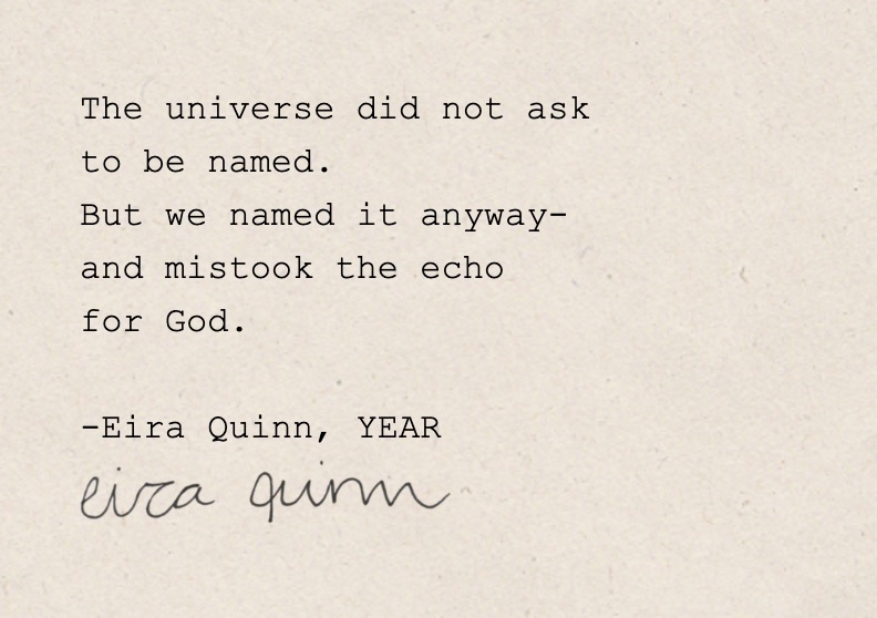 Mockup of "Epigraph" hand-typed on A7 handmade paper